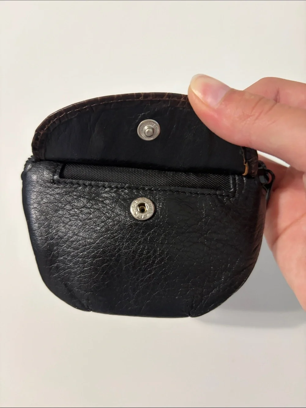 Brighton Black and Brown Heart Accent Leather Coin Pouch